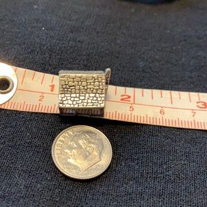 Sterling silver log cabin charm with jump ring